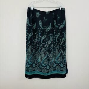 K Woman Black And Teal Paisley Long Skirt Women’s Size 20W